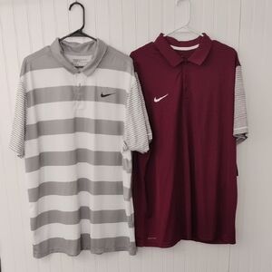Nike Men's Gray and Red Polo Shirts